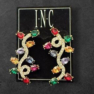 INC International Concepts Gold-Tone Multicolor Holiday Lights Linear Earrings
